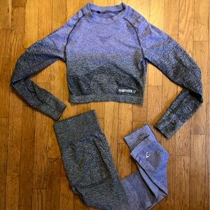 Gymshark Heathered Blue and Gray Workout Set